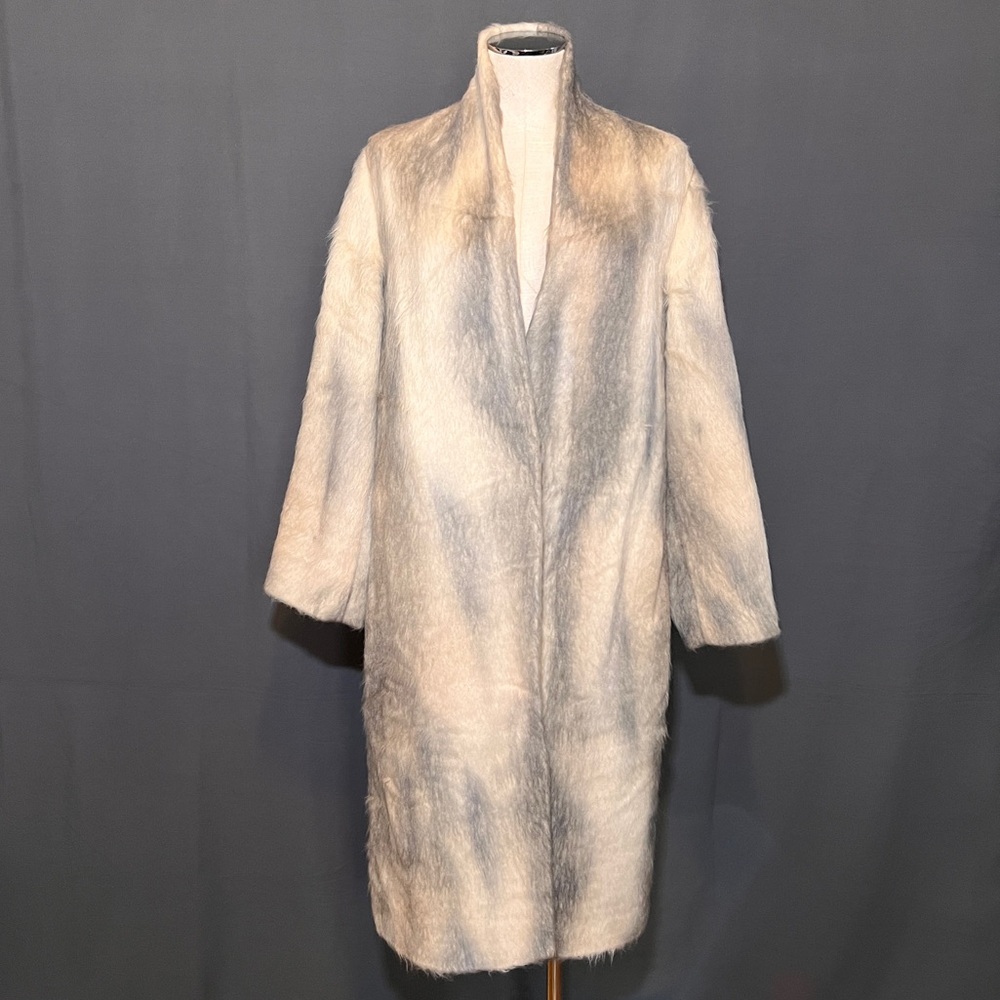 VINCE Hazy Print Long Hair Coat